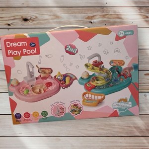اسباب بازی سینک ظرفشویی و سرسره ماهی صورتی Dream Play Pool 2 in 1_اسباب بازی لوازم خانگی